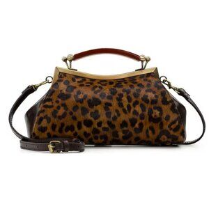 NEW Patricia Nash Kelmscott Leopard Frame Crossbody Bag